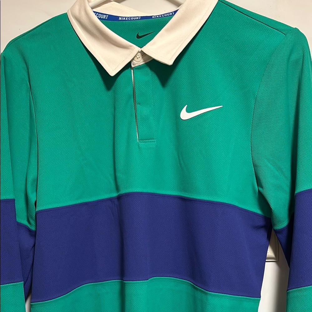 Nike Men's Polo Shirt in Green and Blue